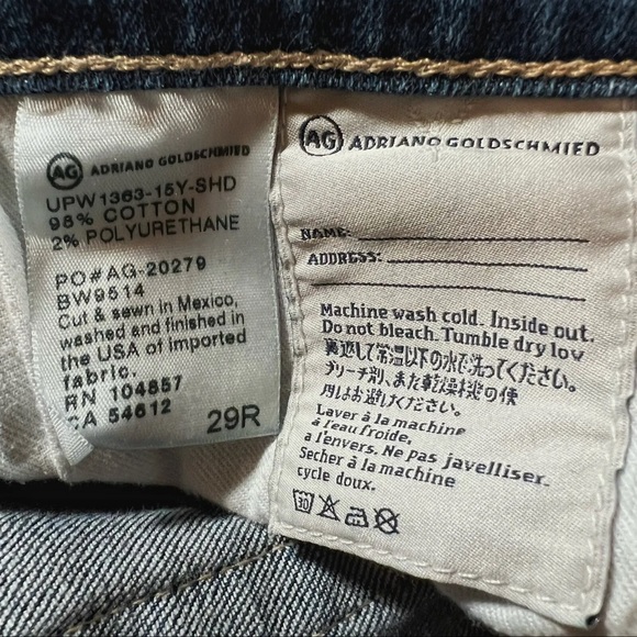 AG ADRIANO GOLDSCHMIED Jeans Womens Size 29R Dark Stilt Cigarette Crop Thrasher - Picture 7 of 11